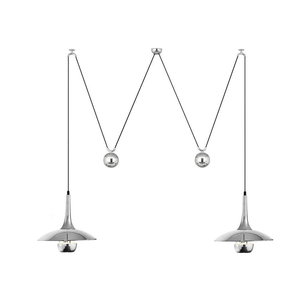 Verstelbare Hanglamp met Tegengewicht — Industriële Metalen Pendellamp in Chroom of Goud