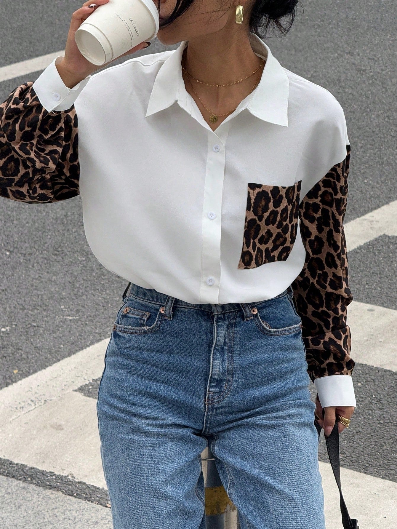 Dames Blouse Gestreept met Leeuwprint Casual Mode