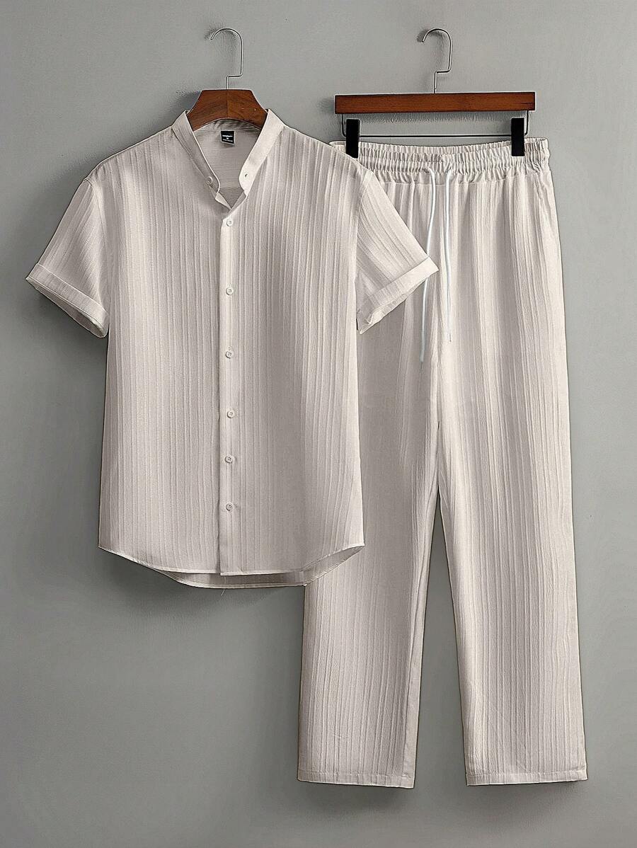 Heren Co-ord Set Zwart Japanse Stijl Luxe Look