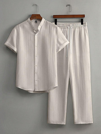 Heren Co-ord Set Zwart Japanse Stijl Luxe Look