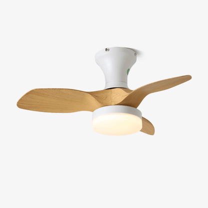 Scandinavische Plafondventilator met Verlichting – Minimalistische Ventilatorlamp in Hout en Wit