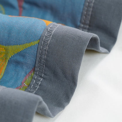 Bedsprei Katoen Ginkgo Print 200x230 Geel Blauw Slaapkamer Quilt Omkeerbaar Deken Sprei Tweepersoons Plaid Bed Woondecoratie
