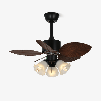 Plafondventilator met verlichting Florence in vintage houtlook — design plafondventilator met lamp, 6 snelheden, afstandsbediening, E27 of LED, geschikt voor woonkamer slaapkamer