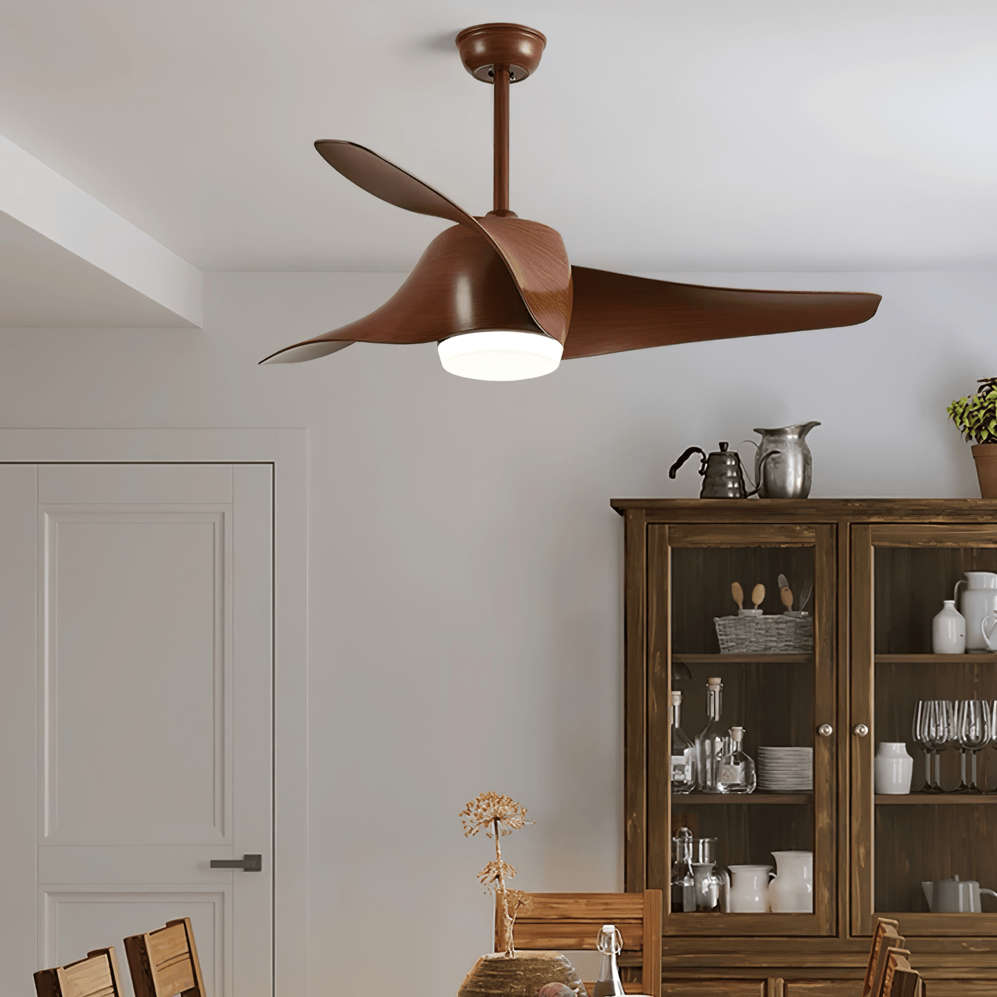 Plafondventilator met Verlichting 132 cm Verstelbaar Stille Motor en Afstandsbediening voor Woonkamer Slaapkamer