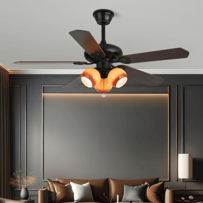 Plafondventilator met Verlichting Vintage Hout & Glas 107cm Scandinavische Stijl Retro Plafondlamp met Afstandsbediening