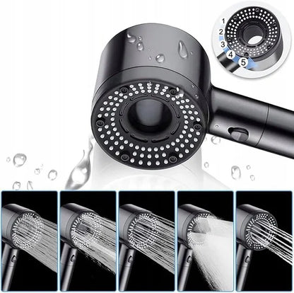 Handdouche met 5 Verstelbare Standen – Waterbesparende Douchekop met Verhoogde Druk – Badkameraccessoire voor Zwakke Waterdruk