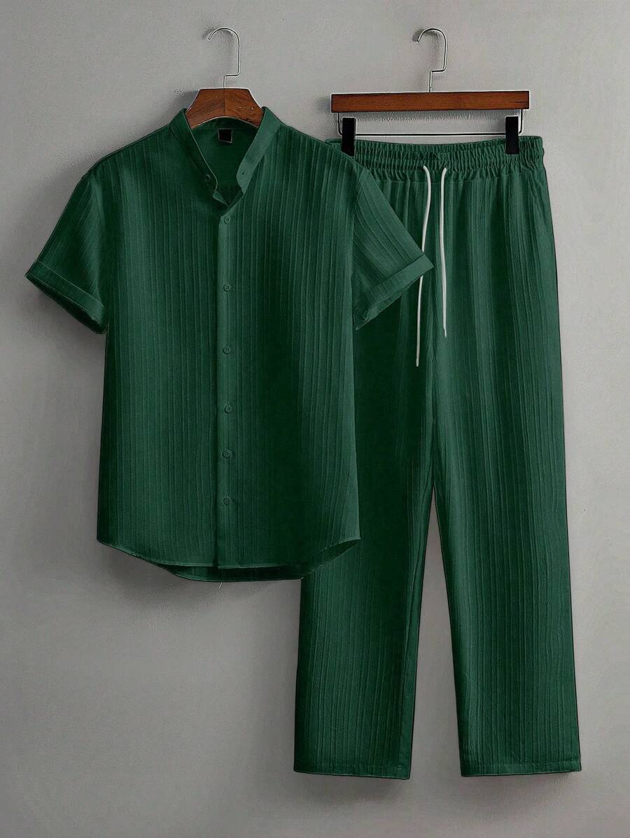 Heren Co-ord Set Zwart Japanse Stijl Luxe Look