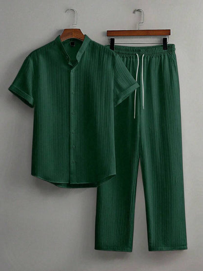 Heren Co-ord Set Zwart Japanse Stijl Luxe Look