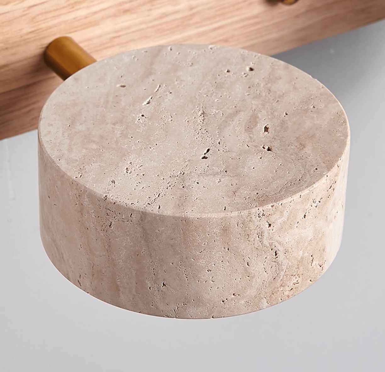 Travertijn Wandlamp Met Houten Basis En Dubbele LED Lichtbron Natuurlijke Steen Design Wandverlichting Voor Slaapkamer Hal En Woonkamer