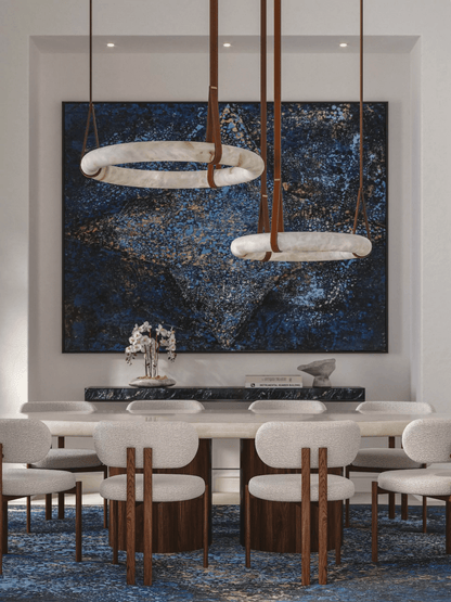Hanglamp Alabaster Ring LED Donkerbruin Bruin Goud Woonkamer Eetkamer 3000K 4000K 6000K Ø30 Ø120cm Natuursteen Pendellamp