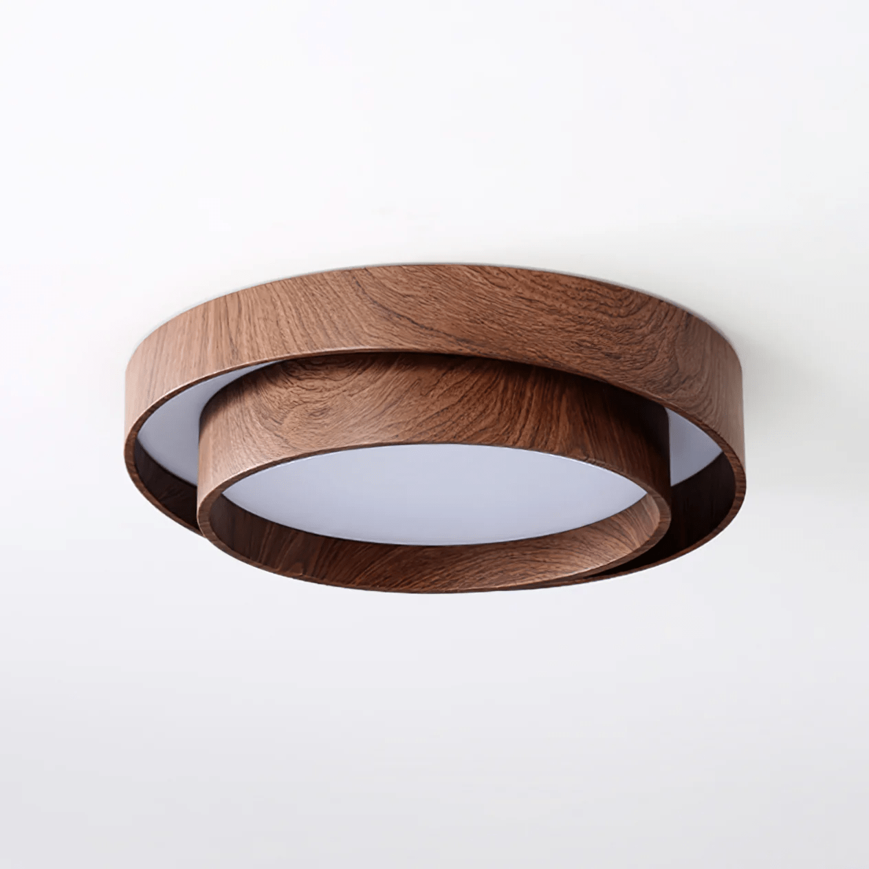 LED plafondlamp houtlook walnoot Japandi woonkamer slaapkamer ronde plafondlamp moderne verlichting houtnerf look