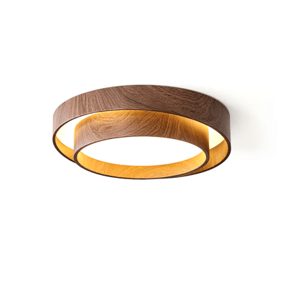 LED plafondlamp houtlook walnoot Japandi woonkamer slaapkamer ronde plafondlamp moderne verlichting houtnerf look