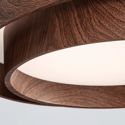 LED plafondlamp houtlook walnoot Japandi woonkamer slaapkamer ronde plafondlamp moderne verlichting houtnerf look