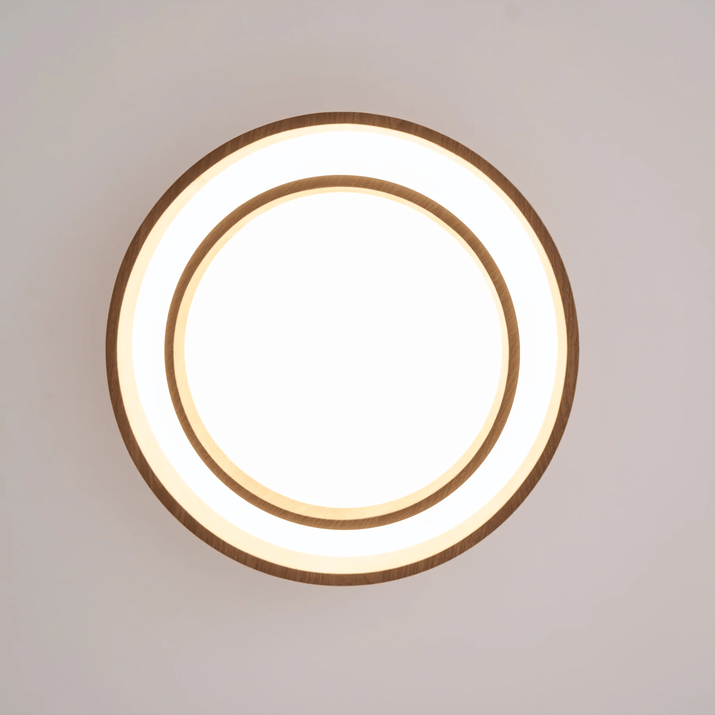 LED plafondlamp houtlook walnoot Japandi woonkamer slaapkamer ronde plafondlamp moderne verlichting houtnerf look