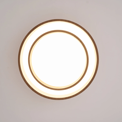 LED plafondlamp houtlook walnoot Japandi woonkamer slaapkamer ronde plafondlamp moderne verlichting houtnerf look