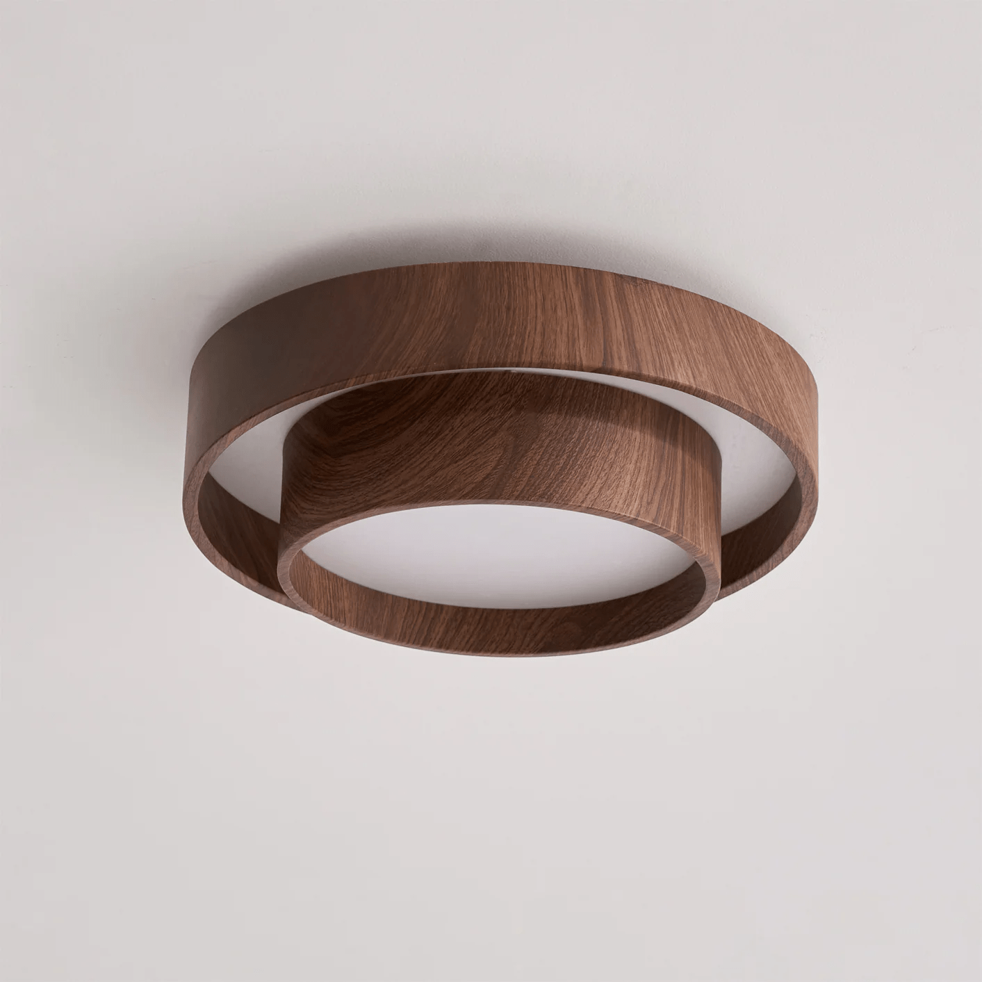 LED plafondlamp houtlook walnoot Japandi woonkamer slaapkamer ronde plafondlamp moderne verlichting houtnerf look