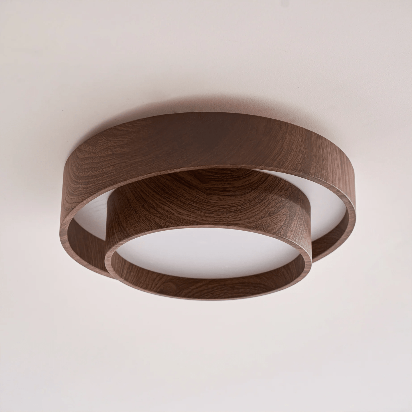 LED plafondlamp houtlook walnoot Japandi woonkamer slaapkamer ronde plafondlamp moderne verlichting houtnerf look