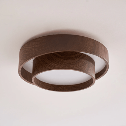LED plafondlamp houtlook walnoot Japandi woonkamer slaapkamer ronde plafondlamp moderne verlichting houtnerf look