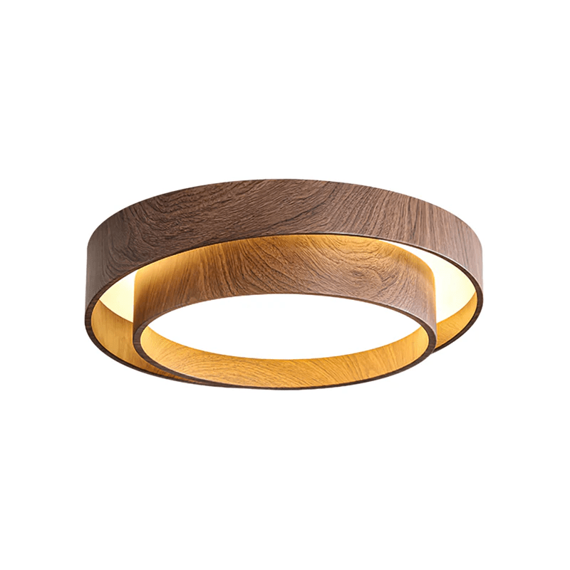 LED plafondlamp houtlook walnoot Japandi woonkamer slaapkamer ronde plafondlamp moderne verlichting houtnerf look