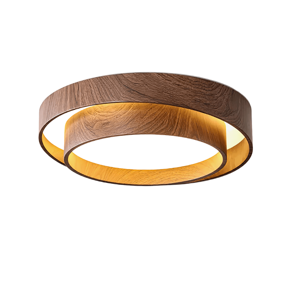 LED plafondlamp houtlook walnoot Japandi woonkamer slaapkamer ronde plafondlamp moderne verlichting houtnerf look