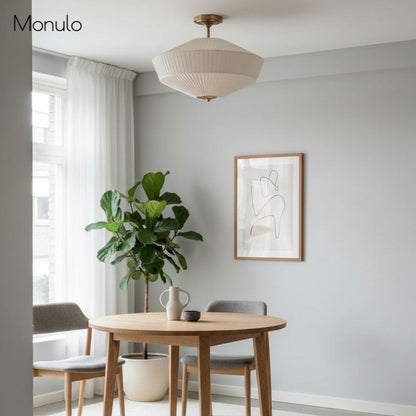Semi-Flush Plafondlamp Metaal Stoffen Kap Gestroomlijnde Vormgeving Hedendaagse Verlichting Woonkamer Slaapkamer Scandinavisch Interieur Vintage Details