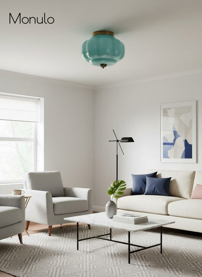 Retro Plafondlamp met Melkglazen Kap – Verfijnde Semi-Flush Mount Verlichting voor Moderne Interieurs