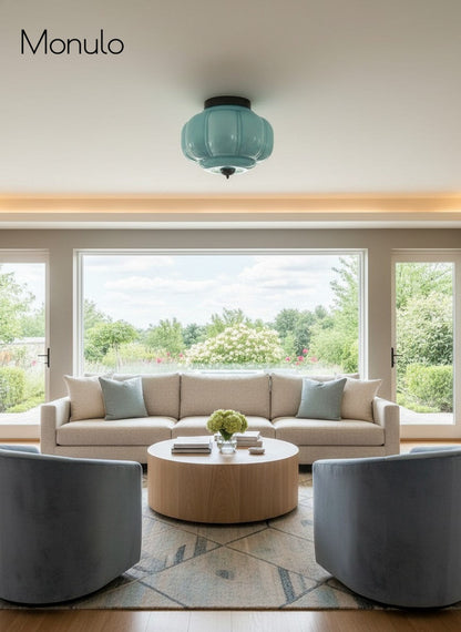 Retro Plafondlamp met Melkglazen Kap – Verfijnde Semi-Flush Mount Verlichting voor Moderne Interieurs