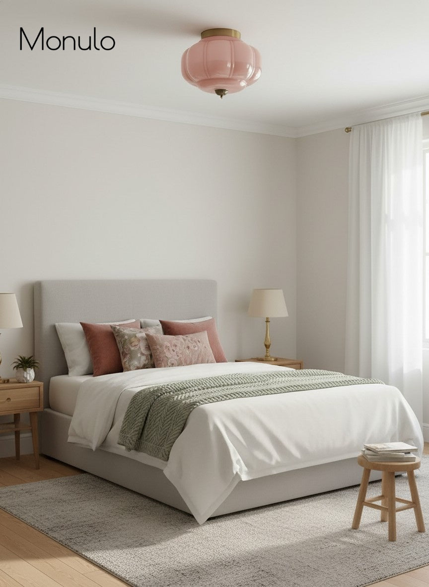 Retro Plafondlamp met Melkglazen Kap – Verfijnde Semi-Flush Mount Verlichting voor Moderne Interieurs