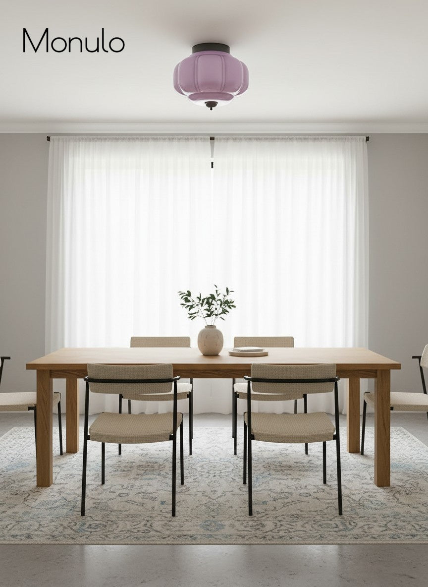 Retro Plafondlamp met Melkglazen Kap – Verfijnde Semi-Flush Mount Verlichting voor Moderne Interieurs