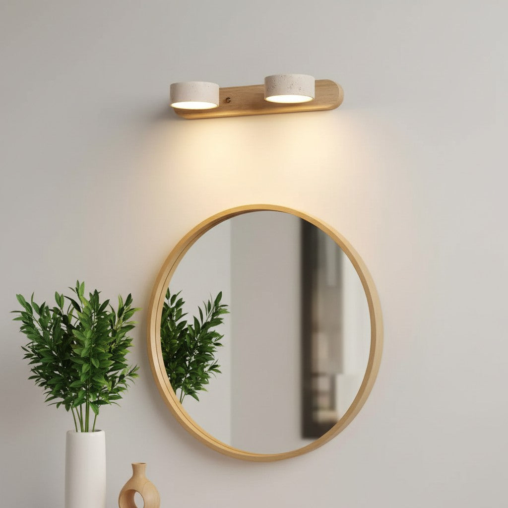 Verstelbare Wandlamp Travertijn & Hout – 2/3/4 Lichtpunten Warm Licht Sconce