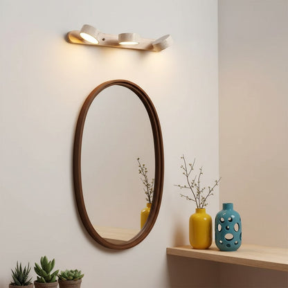 Verstelbare Wandlamp Travertijn & Hout – 2/3/4 Lichtpunten Warm Licht Sconce