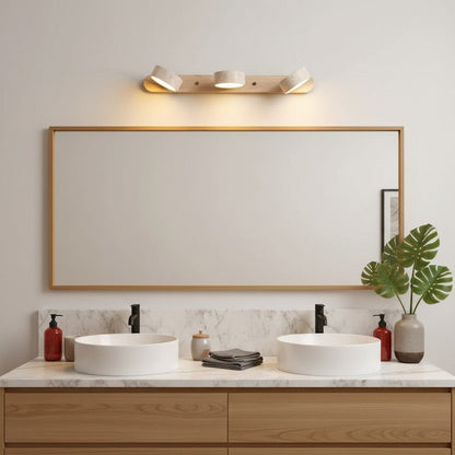 Verstelbare Wandlamp Travertijn & Hout – 2/3/4 Lichtpunten Warm Licht Sconce