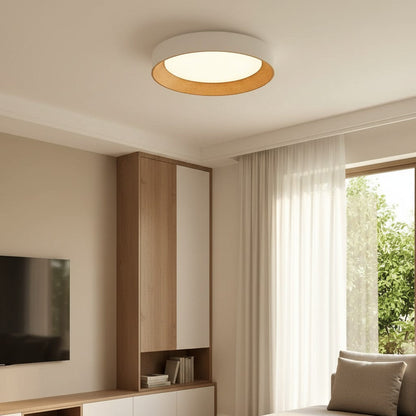 LED Plafondlamp Keuken Rond met Houten Rand – Warm Licht Opbouwlamp – Plafondverlichting voor Keuken Gang en Overloop