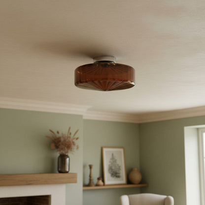 Vintage Geribbeld Glazen Plafondlamp Groen – Klassieke Verlichting voor Eetkamer, Entree & Gang