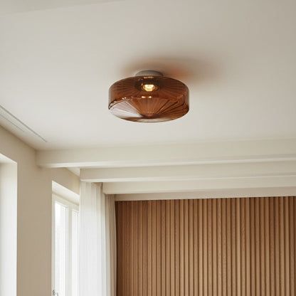 Vintage Geribbeld Glazen Plafondlamp Groen – Klassieke Verlichting voor Eetkamer, Entree & Gang