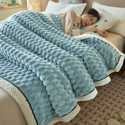 Zachte Coral Fleece Deken – Warme Omkeerbare Plaid voor Bank & Bed