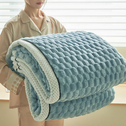 Zachte Coral Fleece Deken – Warme Omkeerbare Plaid voor Bank & Bed
