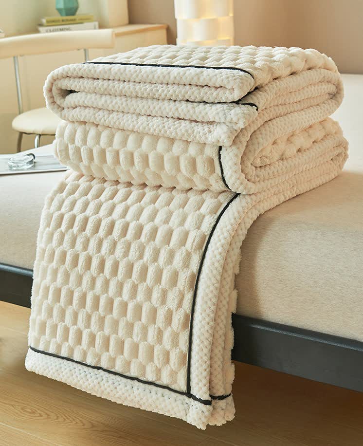 Zachte Coral Fleece Deken – Warme Omkeerbare Plaid voor Bank & Bed