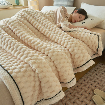 Zachte Coral Fleece Deken – Warme Omkeerbare Plaid voor Bank & Bed