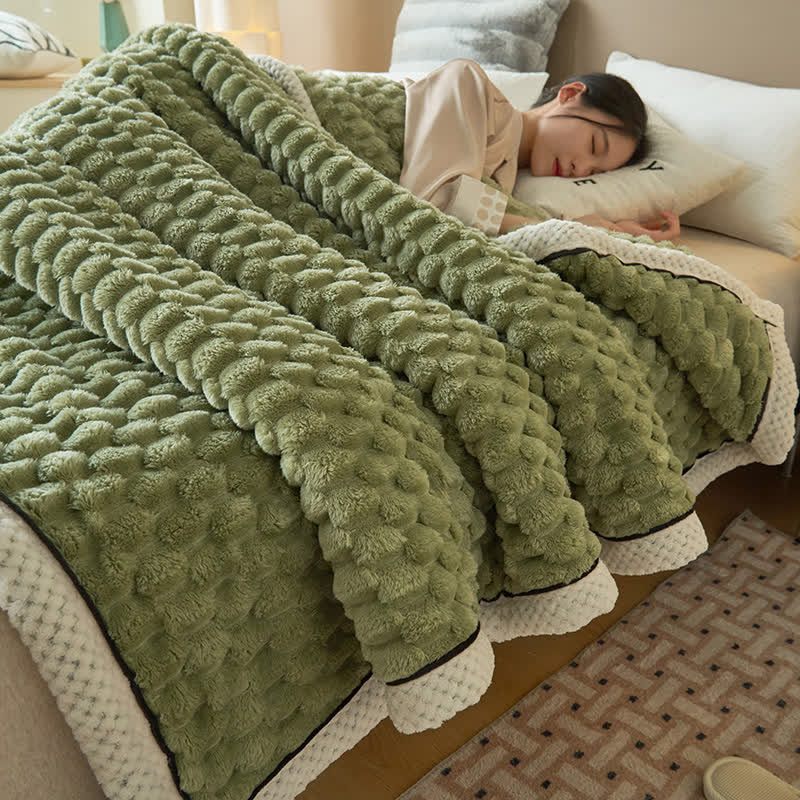Zachte Coral Fleece Deken – Warme Omkeerbare Plaid voor Bank & Bed