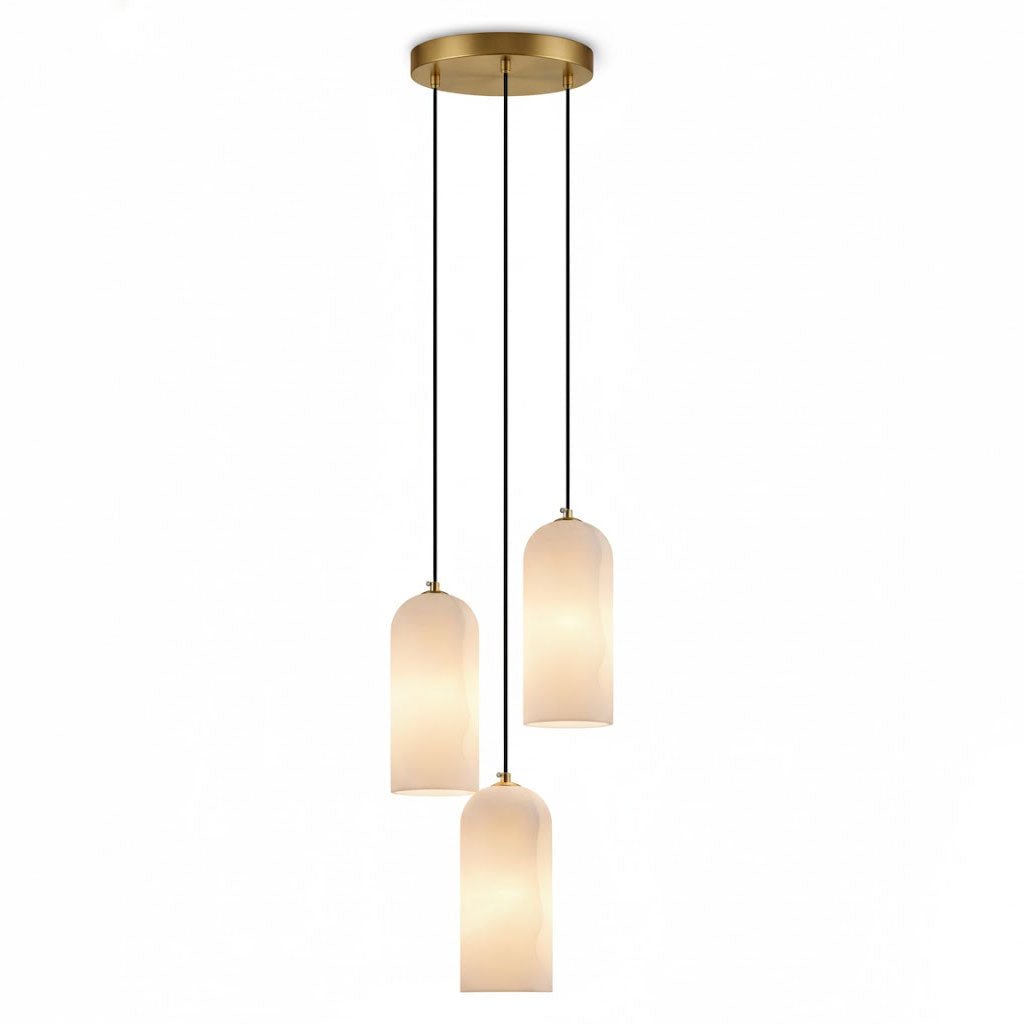 Alabasten Hanglamp met Gevlochten Snoer – Natuursteen Verlichting van Enkel Lichtpunt tot 21-Lichts Cluster – Mid-Century Modern Stijl Eetkamer Hanglamp met E12/E14 Fitting
