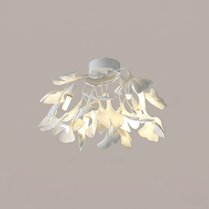 Keramische Hanglamp Ginkgo-Blad – Goudkleurige Armatuur met Witte Bladeren – Modern Natuurgeïnspireerd Design voor Woonkamer Eetkamer Slaapkamer
