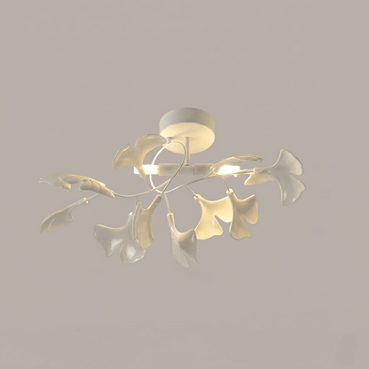 Keramische Hanglamp Ginkgo-Blad – Goudkleurige Armatuur met Witte Bladeren – Modern Natuurgeïnspireerd Design voor Woonkamer Eetkamer Slaapkamer