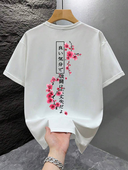 Heren T-shirt Wit met Print Losse Zomerlook