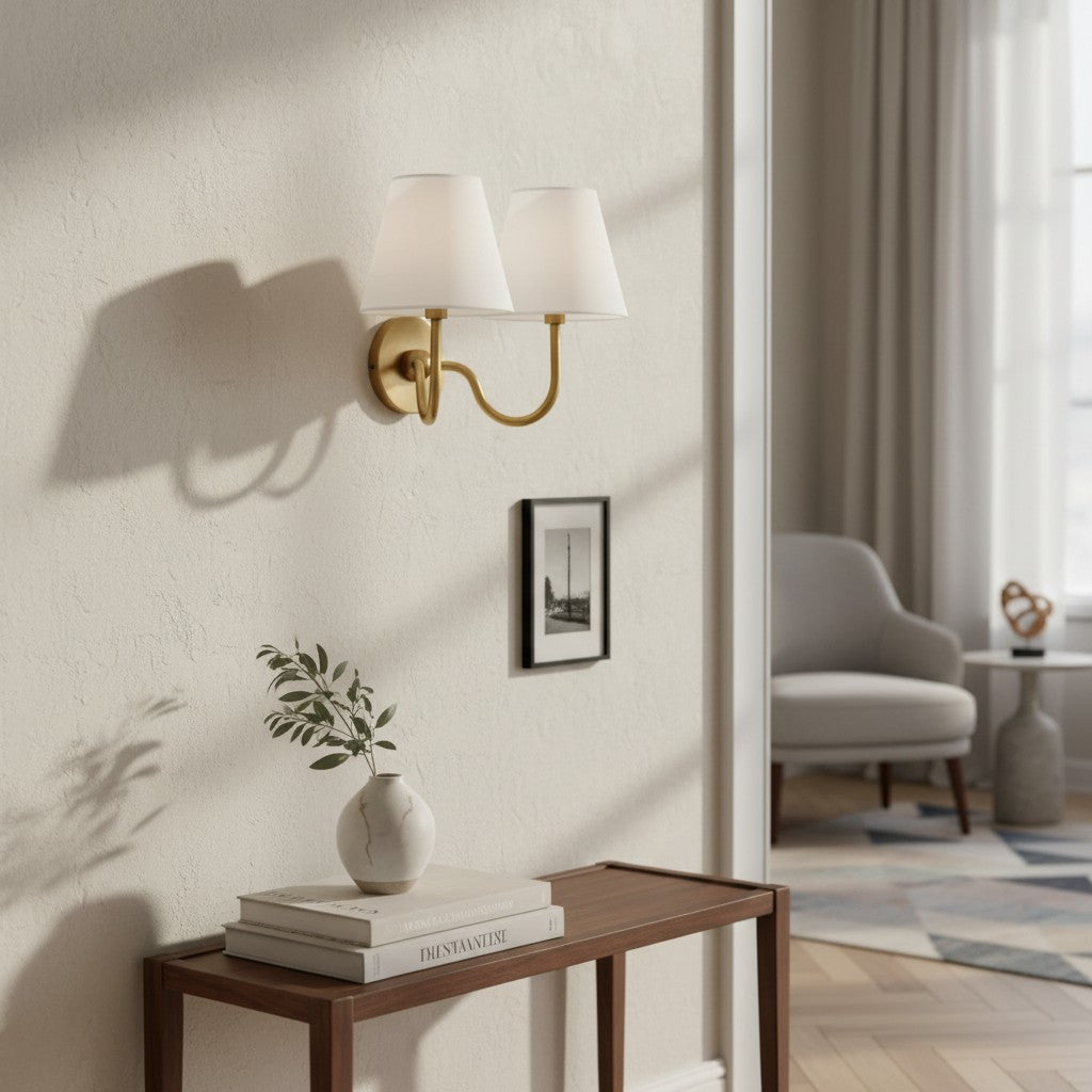 Wandlamp met Geplisseerde Stoffen Kap – Klassieke Verlichting voor Slaapkamer en Woonkamer