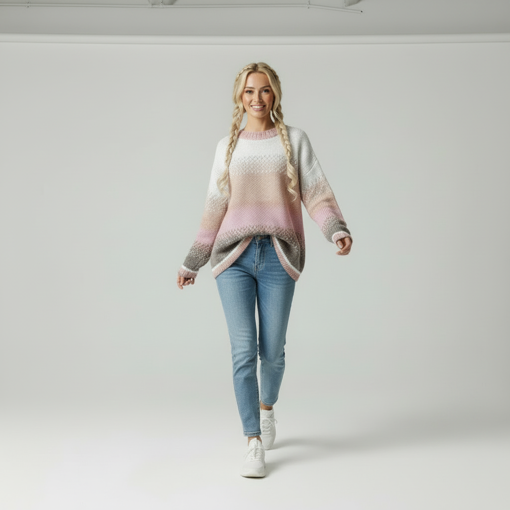 Gebreide Dames Cardigan met Kleurovergang Winter - StudioMarella