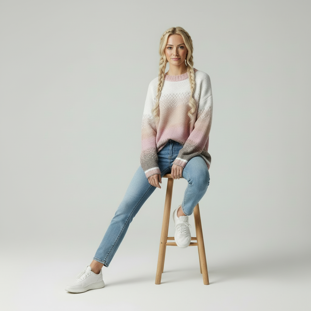 Gebreide Dames Cardigan met Kleurovergang Winter