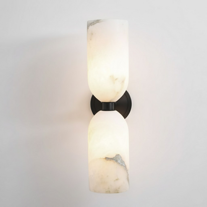 Alabasten Wandlamp met Messing — Dubbele Lichtschijven en Centrale Metalen Ster
