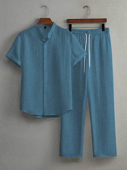 Heren Co-ord Set Zwart Japanse Stijl Luxe Look