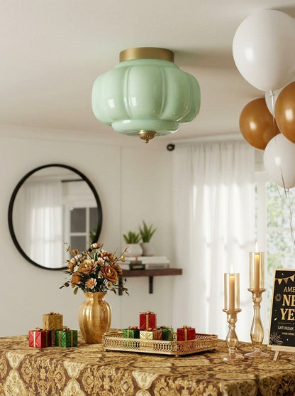 Retro Plafondlamp met Melkglazen Kap – Verfijnde Semi-Flush Mount Verlichting voor Moderne Interieurs